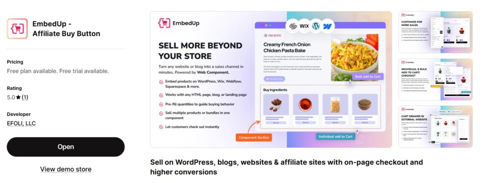 Shopify Buy Button alternative: EmbedUp
