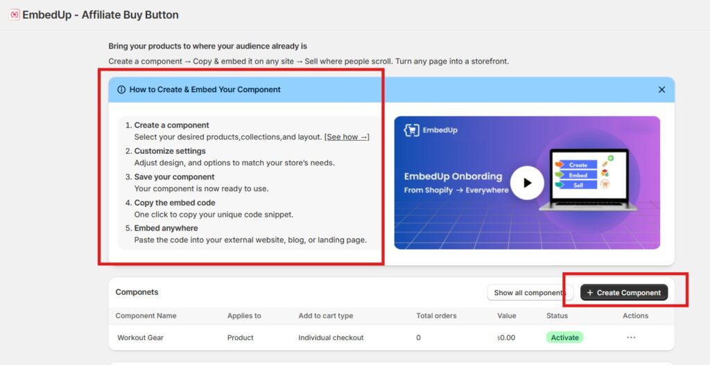 sell gadgets online - EmbedUp dashboard
