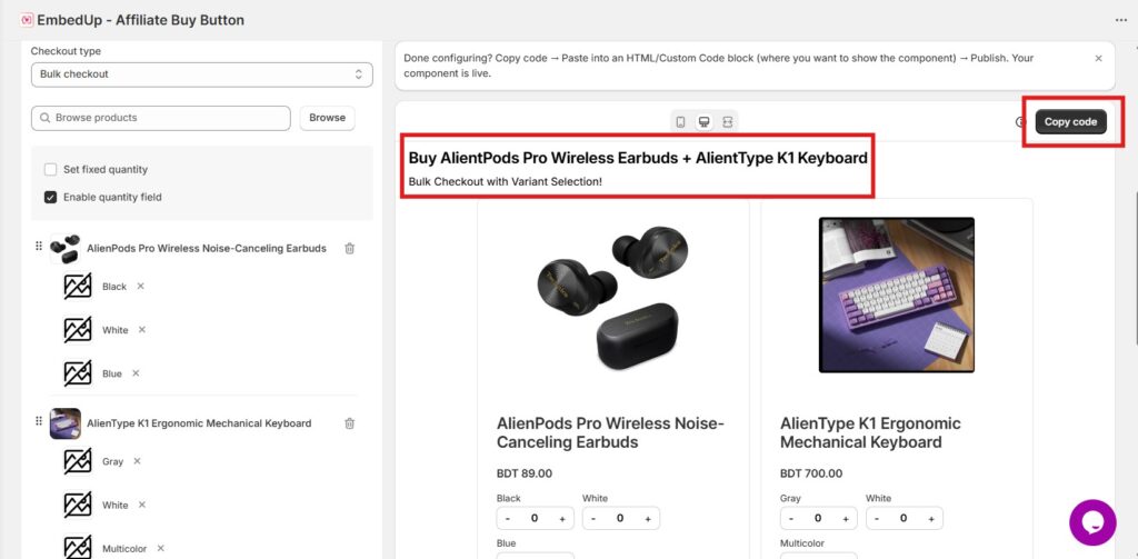 sell gadgets online - EmbedUp settings