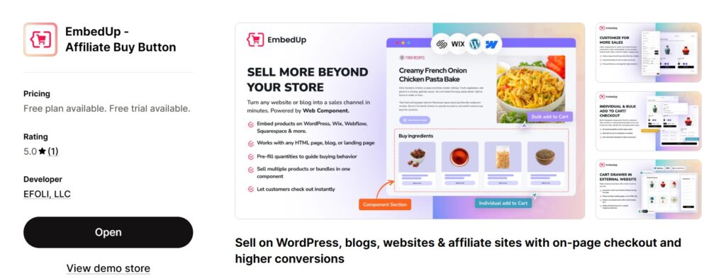 Monetize Blog with Shopify Products - embedup on shopify app store