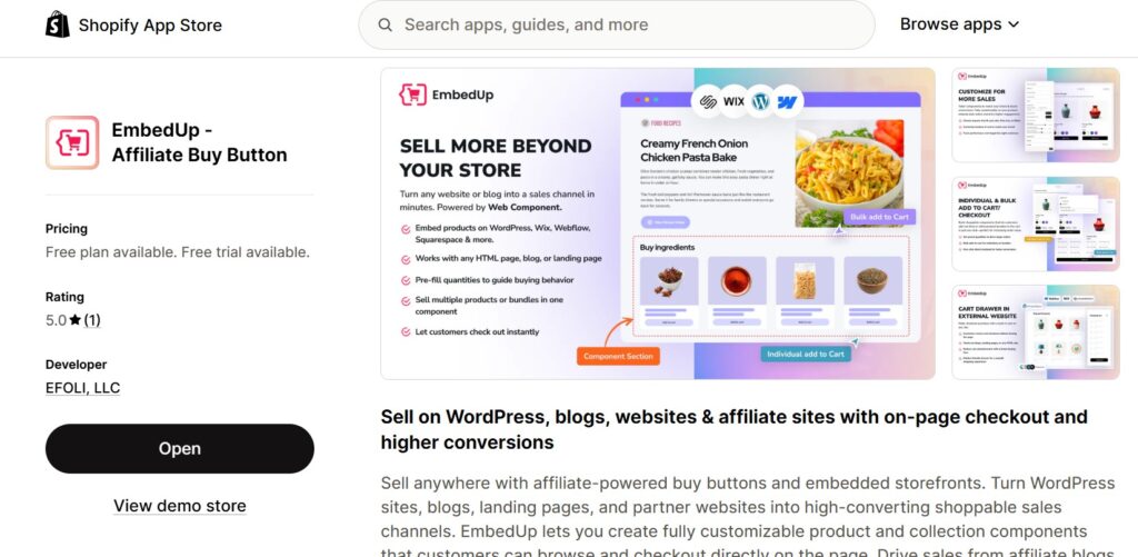 selling products on your fashion blog instantly - embedup on shopify app store