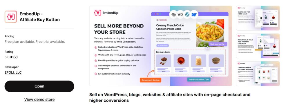 EmbedUp from Shopify App Store
