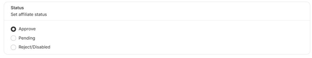 Set affiliate status
