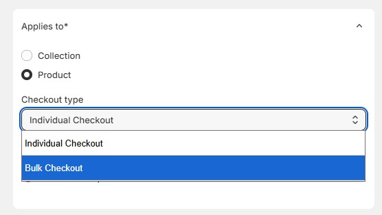 choose product and checkout type